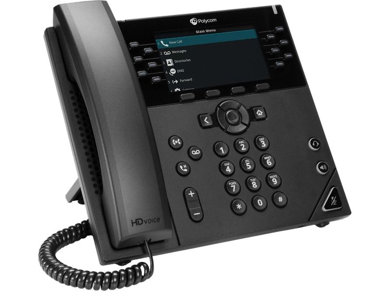 HP Tischtelefon Poly VVX 450 Obi Edition Schwarz, Google Vo IP-Tischtelefon mit 12 Leitungen mit Google Voice Zertifizierung