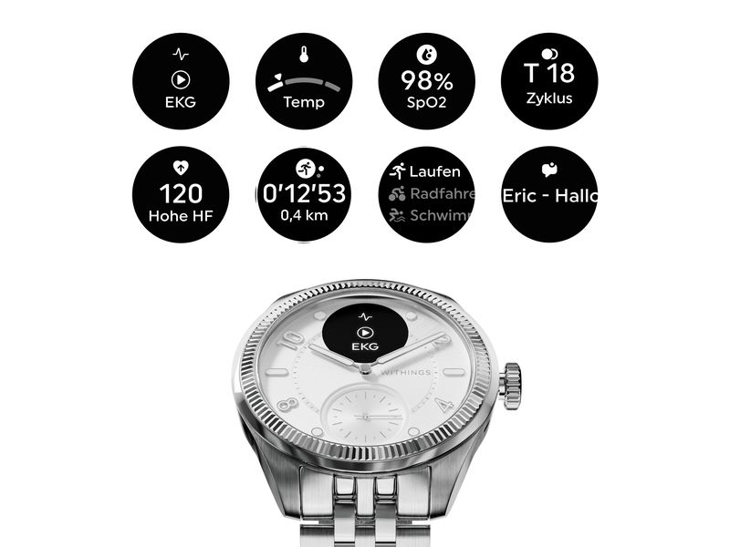 Withings ScanWatch Nova Brilliant Edition Titanium Silver Fortschrittliche Hybridsmartwatch
