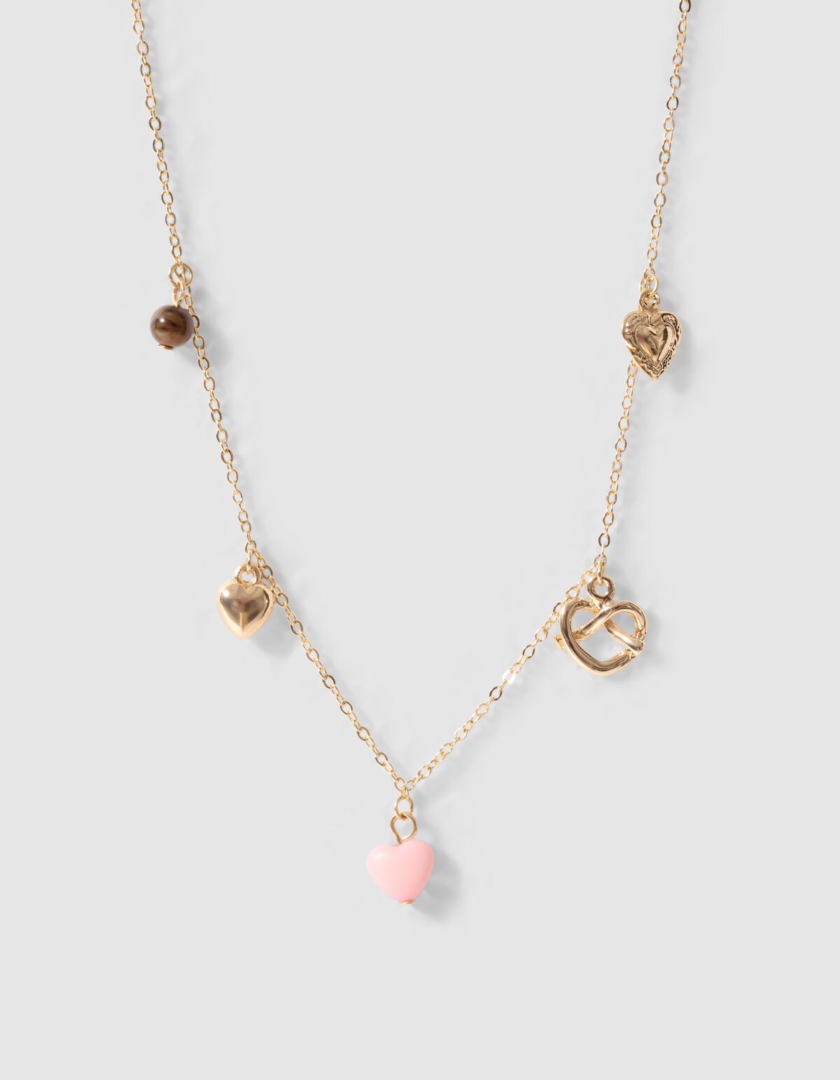 Pretzel Charm Ketting Goud