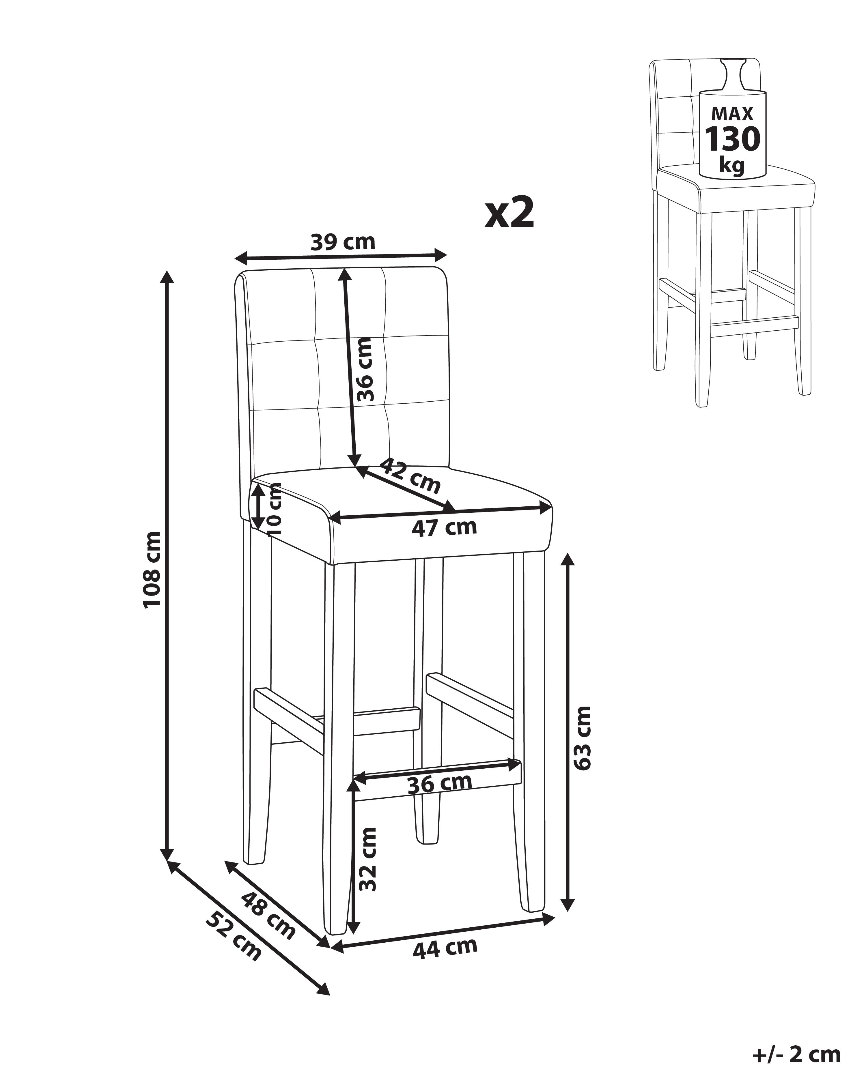 Set van 2 barstoelen MADISON Grijs