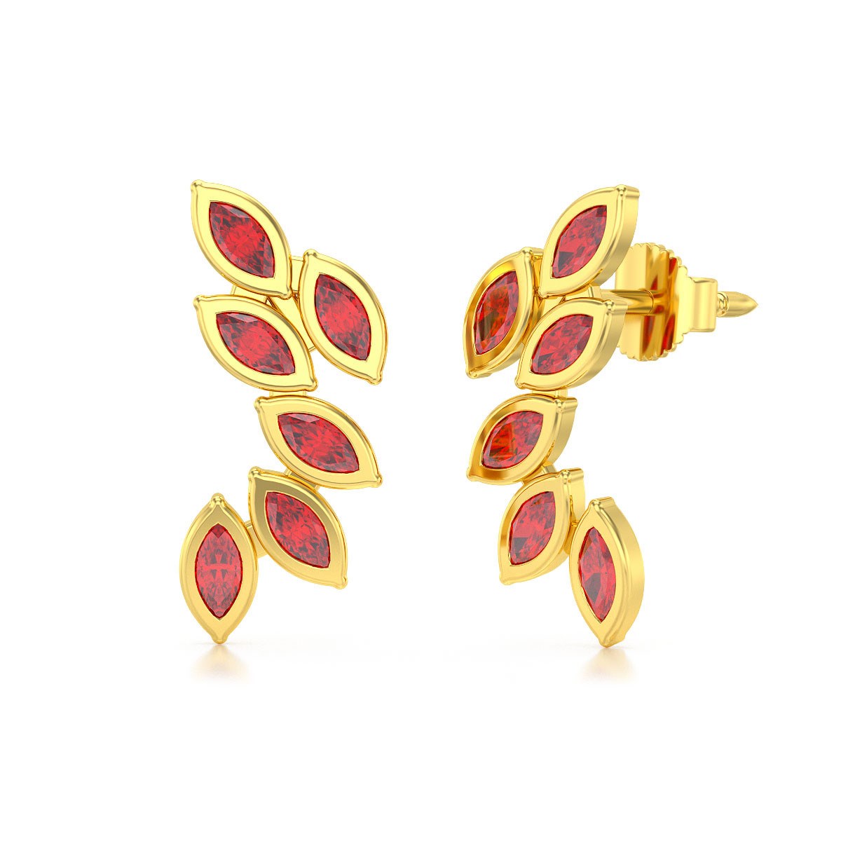 Boucles d'oreilles ADEN Or 585 Jaune et Rubis 1.71grs