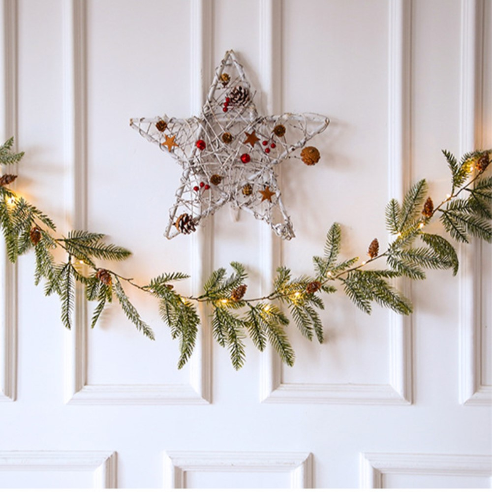 (2m) 20 LED's Weihnachts Deko Lichterkette Tannenzweig Winter Beleuchtung (Batteriebetrieben) - Warmweiss