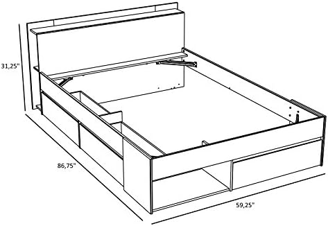 Parisot 1530L240 Bett Cuba, Spanplatten, Weiß/Akazie hell, 150 x 220 x 79,5 cm