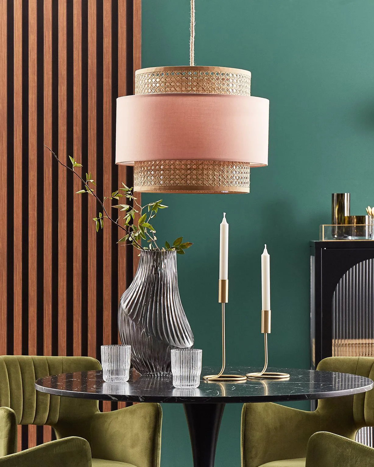 Hanglamp YUMURI Rotan Perzikroze