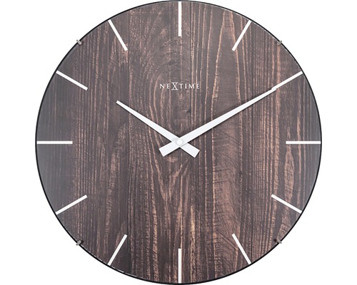 Edge-Wood-Dome wandklok, bruin kunststof, Ø 35 cm