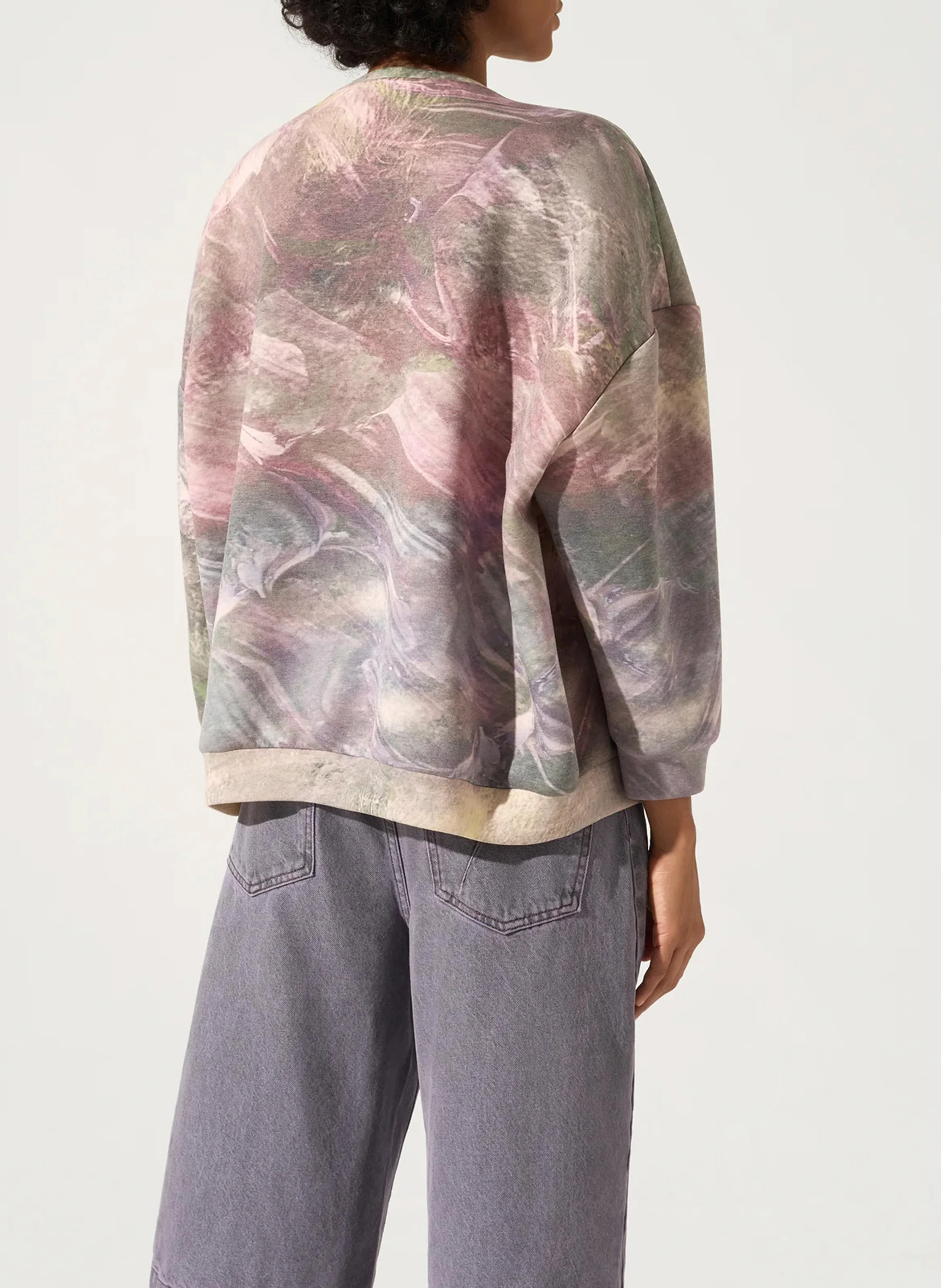 Sweat col rond oversize à imprimé | Rose