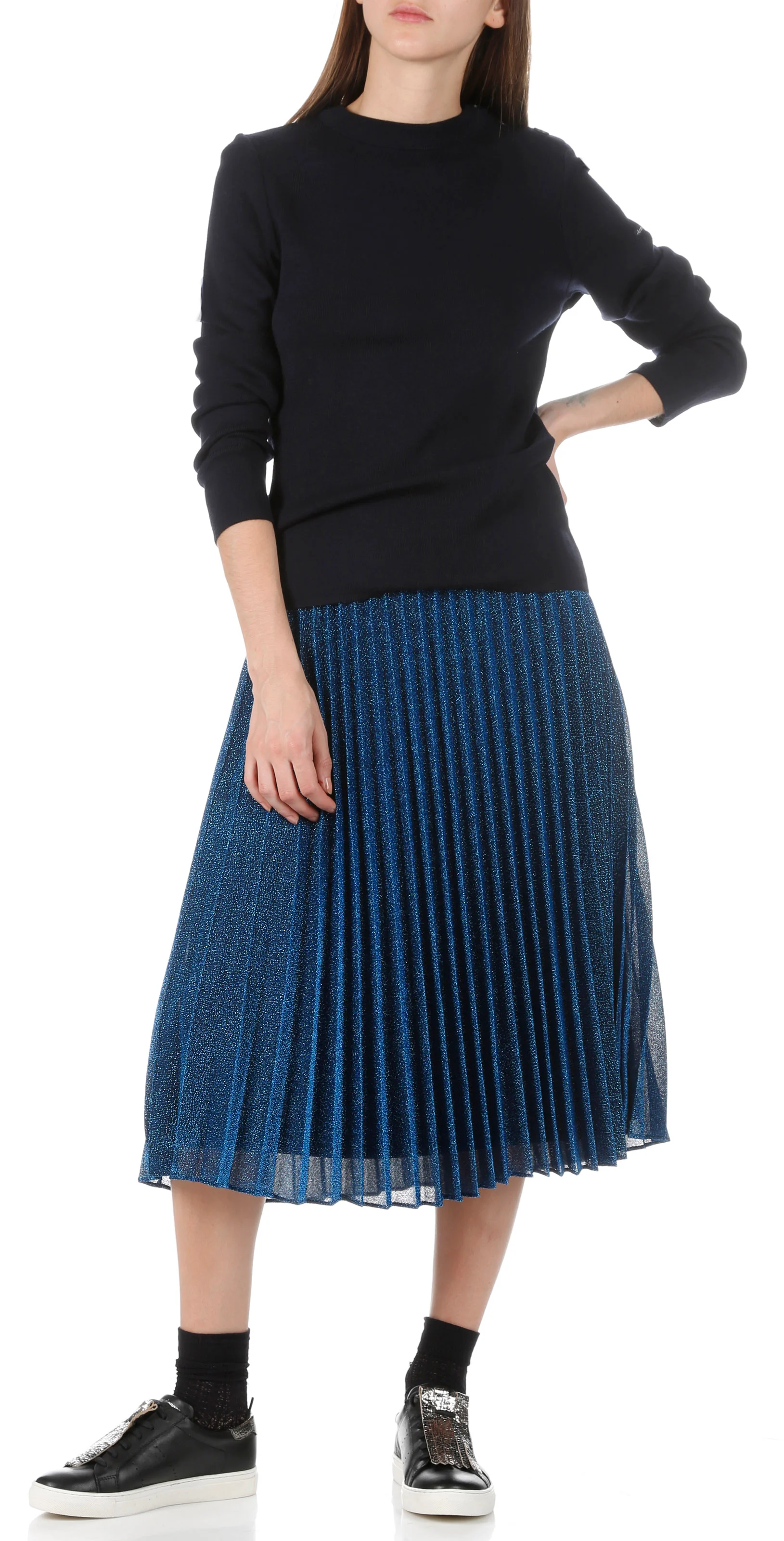 BRIAC - Pull col rond rayé en laine | Bleu