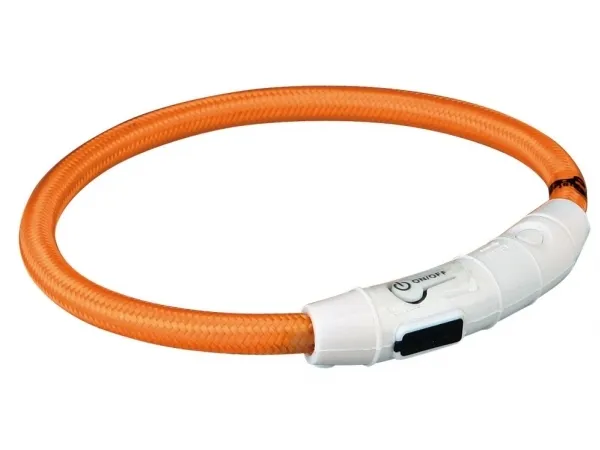 TRIXIE Halsbånd - LED - Nylon - Orange - M-L - 450 mm - Lyshalsbånd - 12704