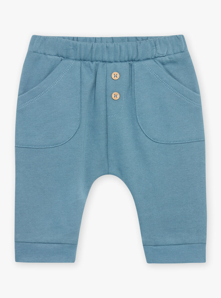 Body T-shirt écru, pantalon bleu et bandana écru et bleu grisé