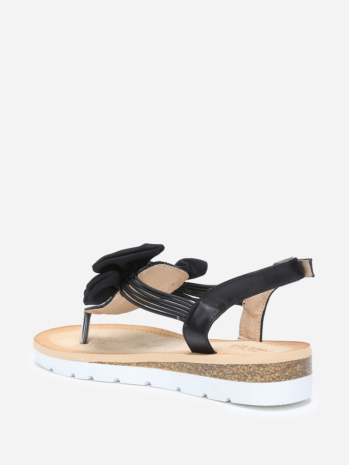 Nu-pieds à paillettes et noeud en tissu- Noir