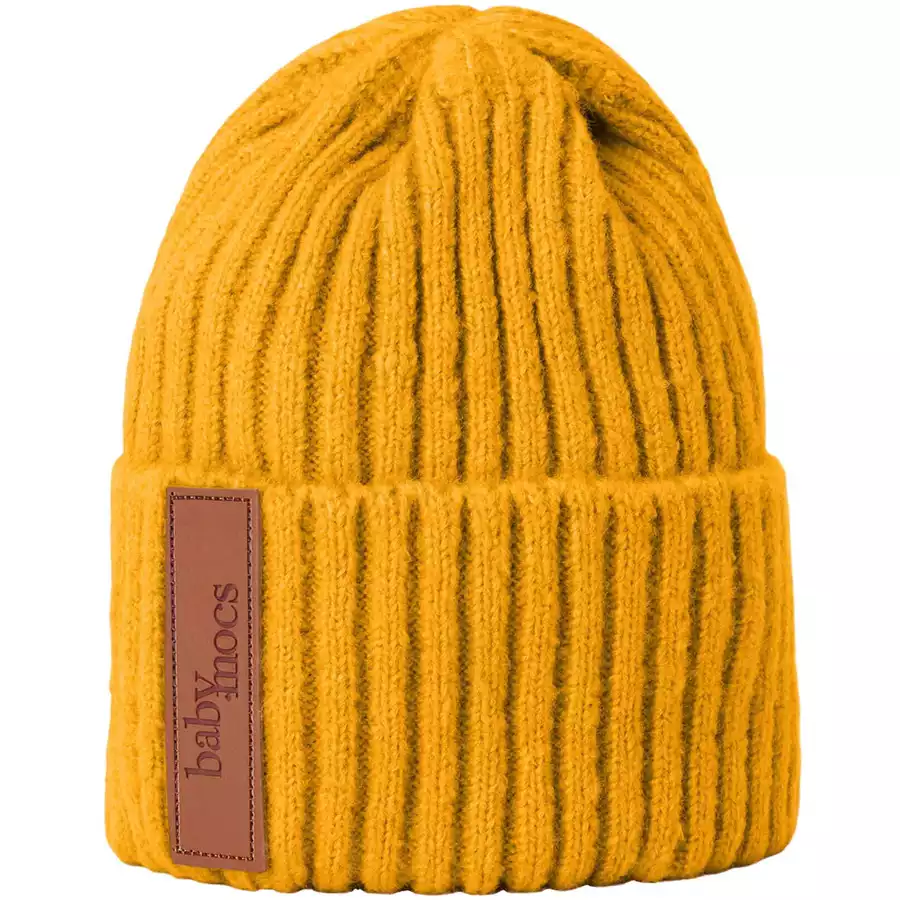 BabyMocs Mütze Vegan senfgelb