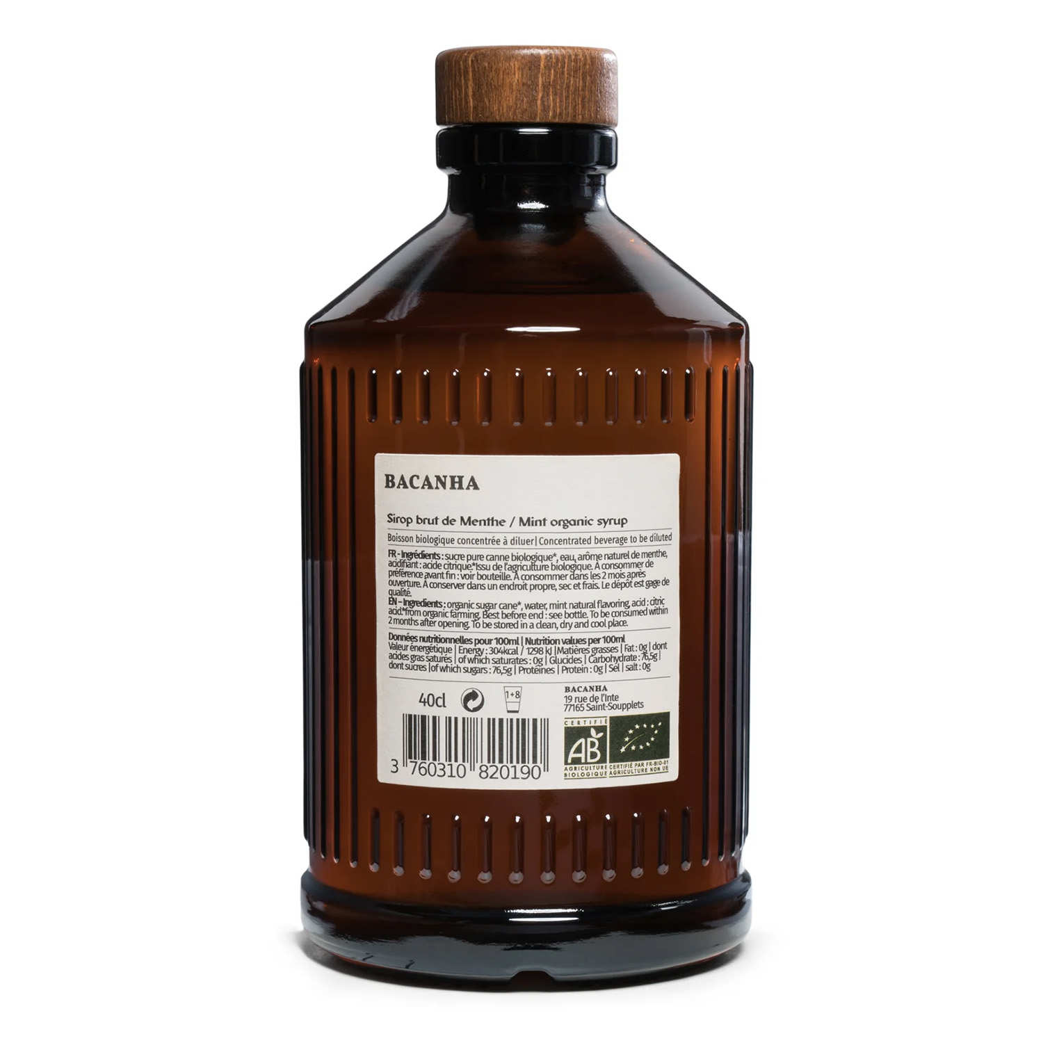 Sirop de menthe brut bio - Bacanha