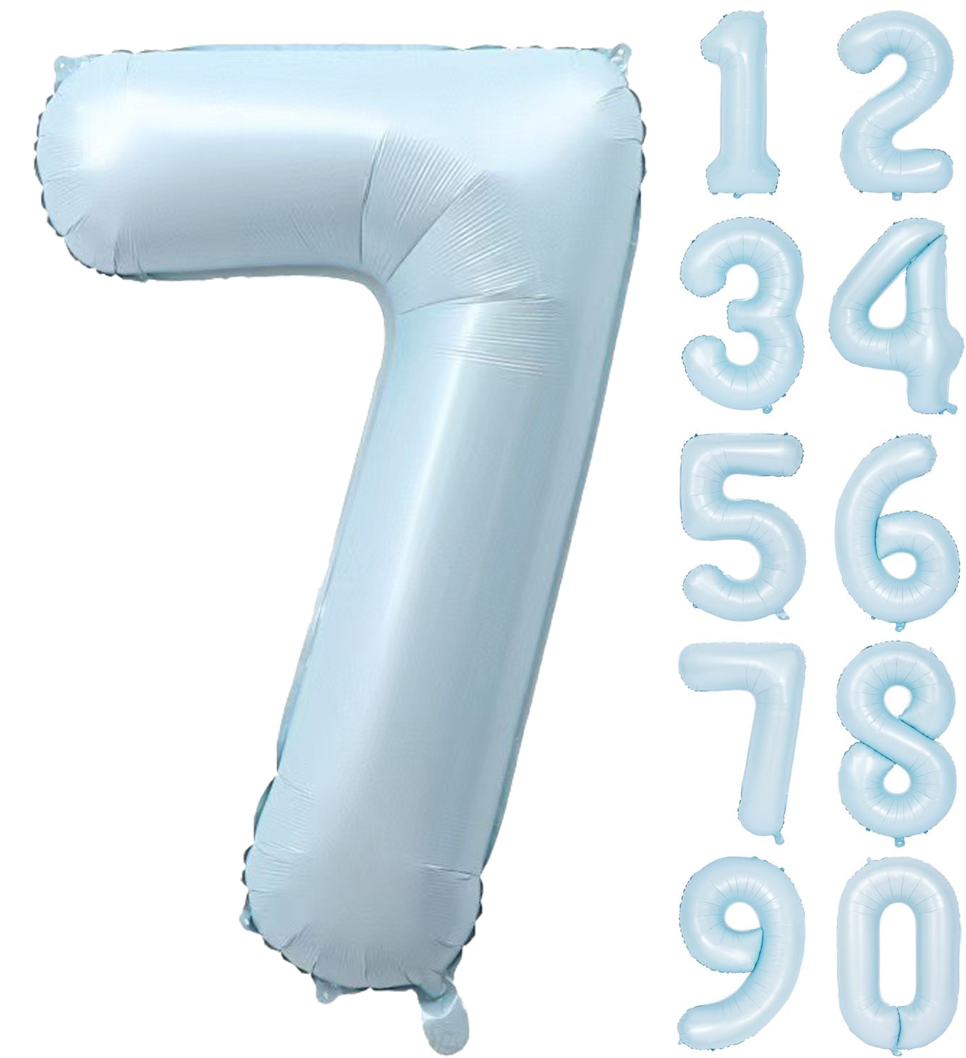 (90cm) Zahlen Ballon Geburtstags Party Luftballon Folienballon - Zahl 7 / Pastell Blau