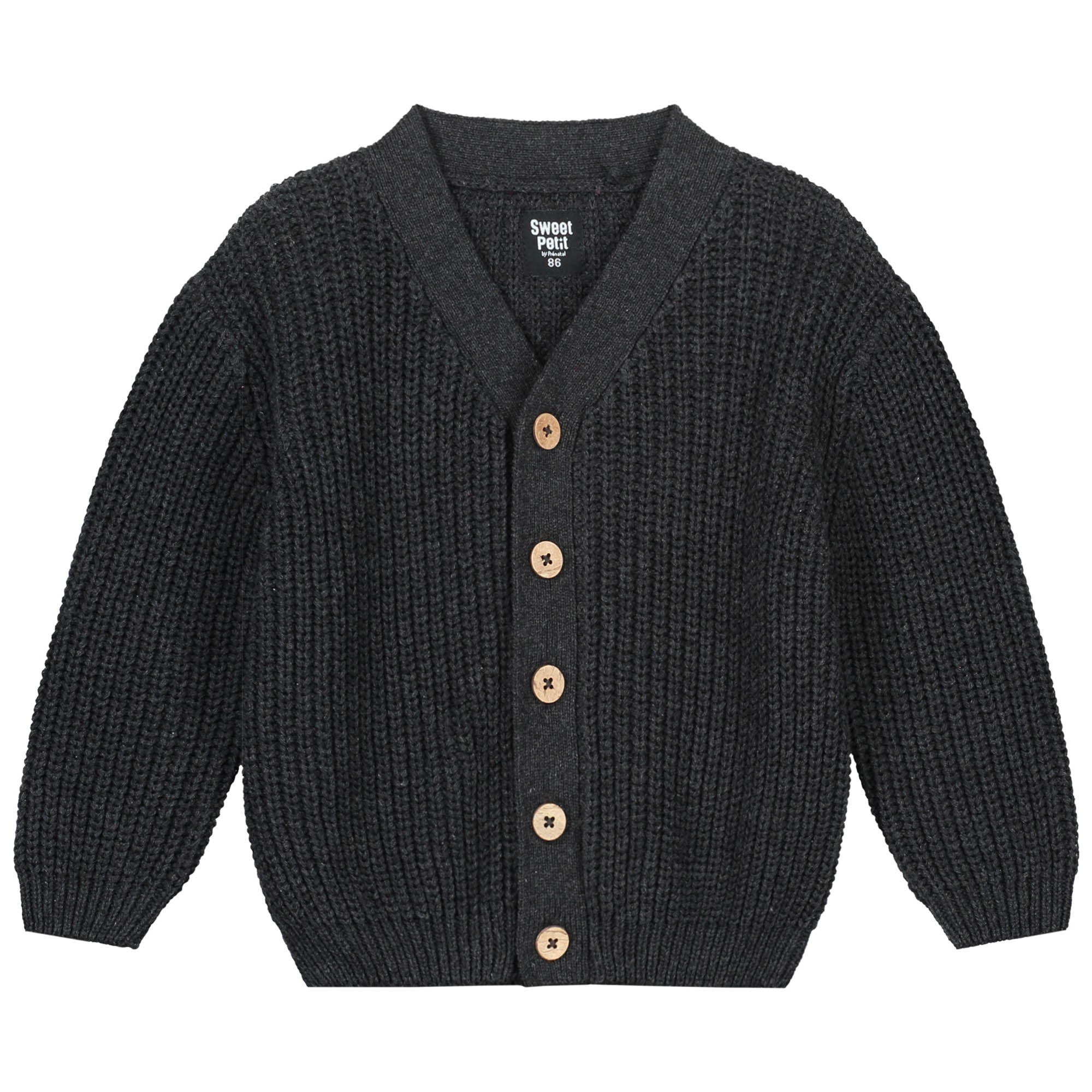 Sweet petit peuter vest Sammy lange mouwen effen zwart