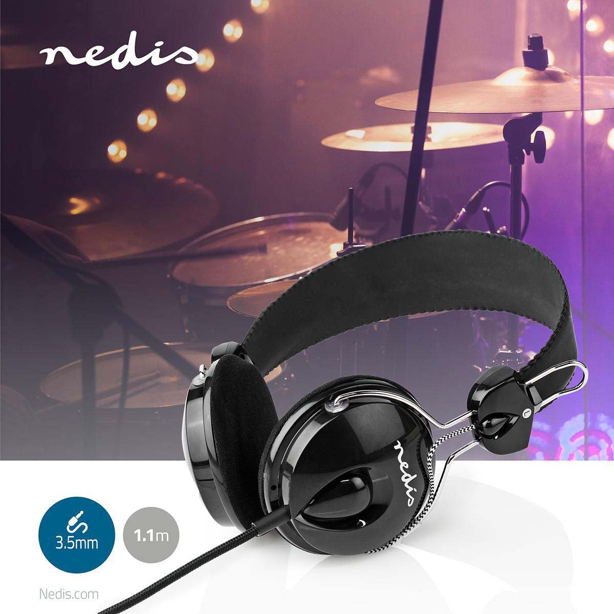 Nedis HPWD1104BK on-ear koptelefoon 3.5 mm zwart