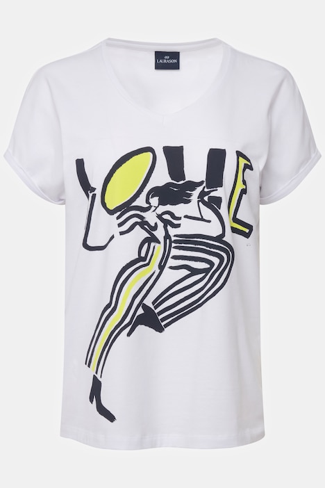 T-Shirt, oversized, LOVE, V-Ausschnitt