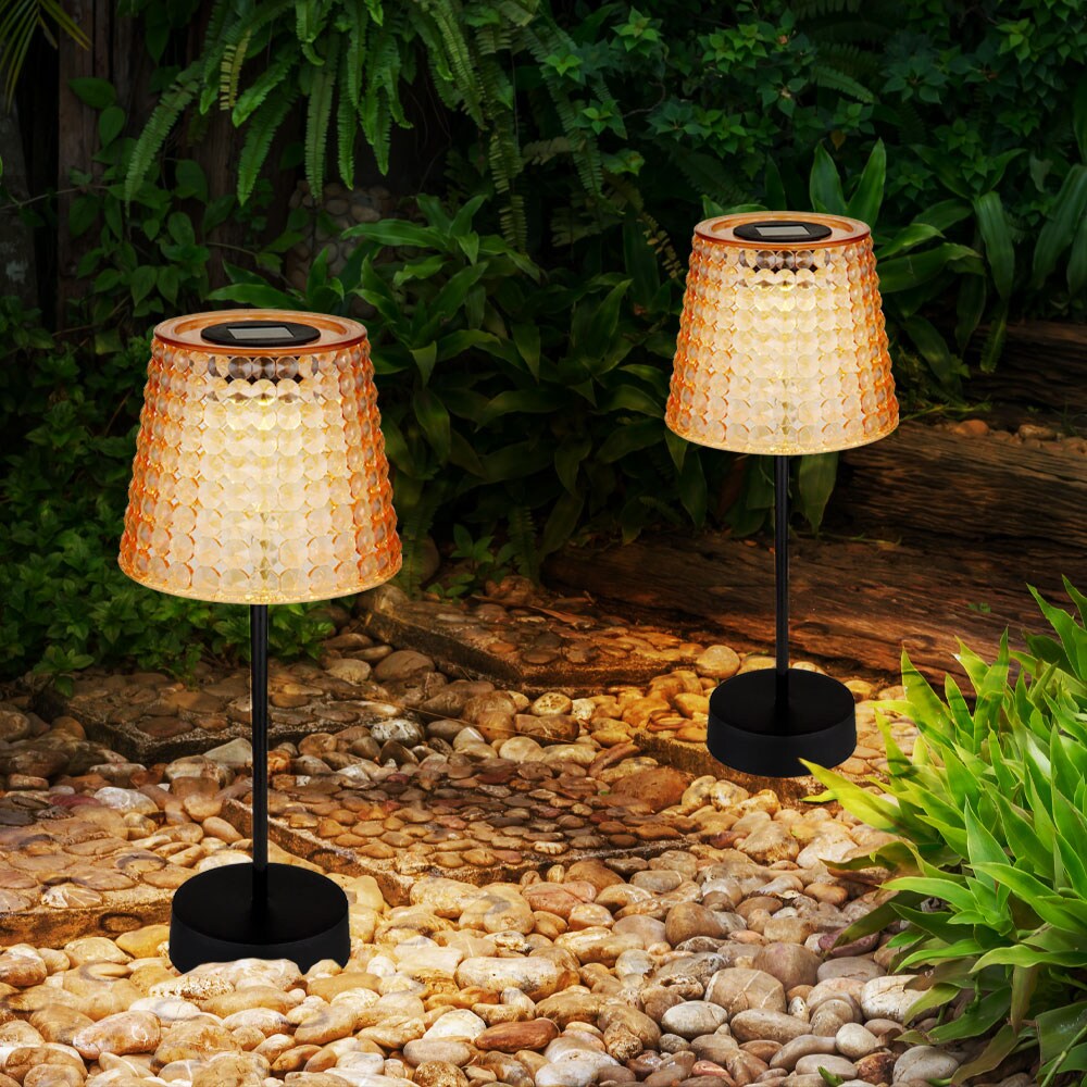 2er Set LED Solarleuchte, Tischlampe, Kristalloptik, H 29cm
