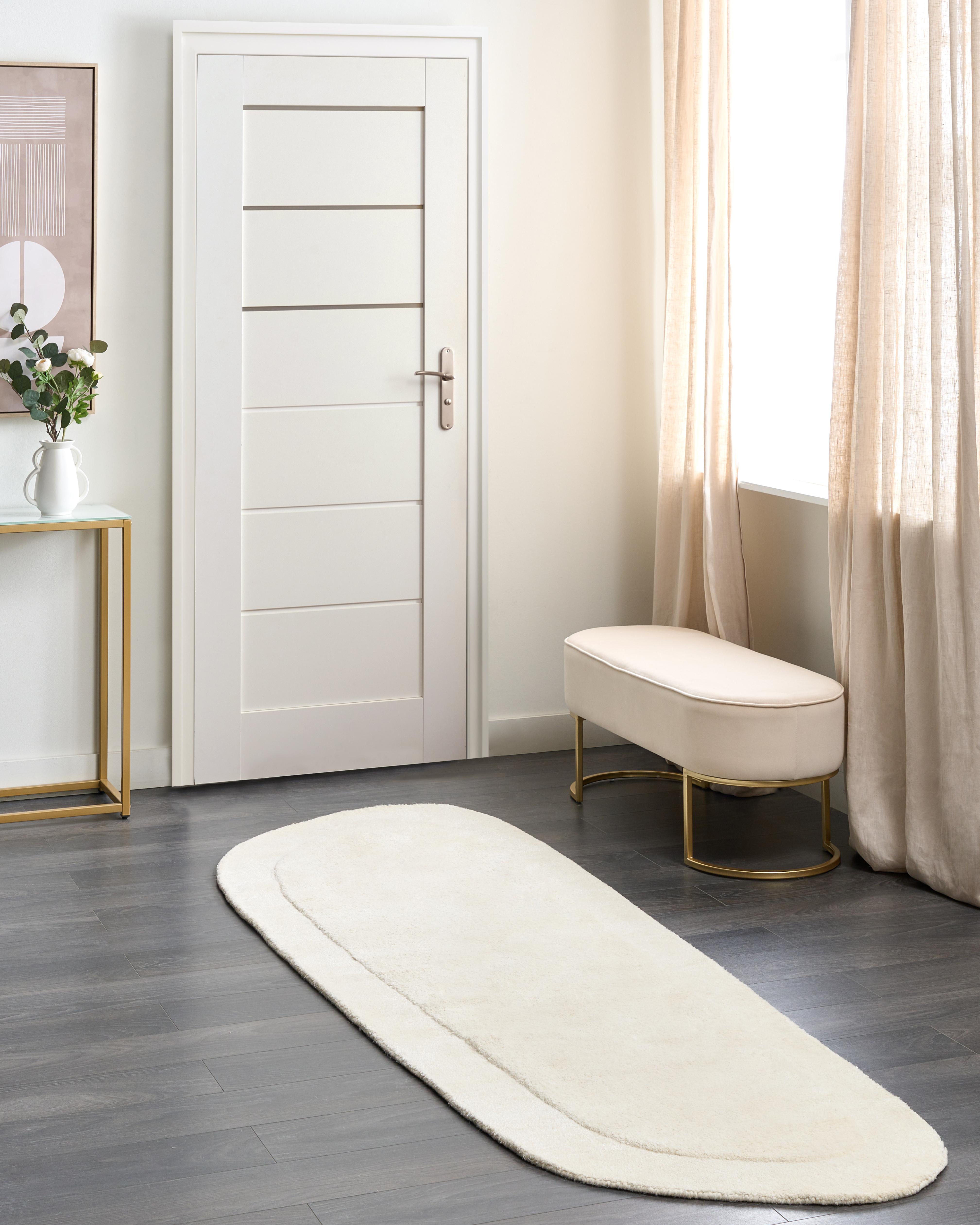 Vloerkleed BERANI Lichtbeige 80 x 250 cm Viscose
