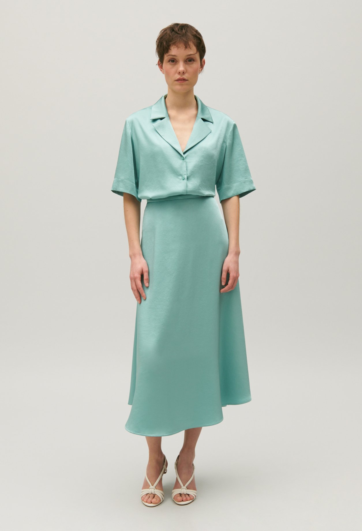 Chemise fluide satinee vert d'eau