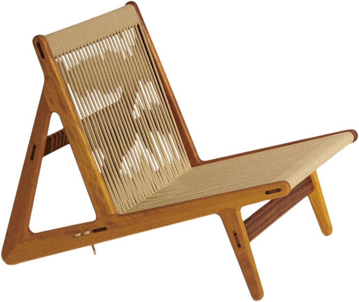 Gubi MR01 Initial Lounge Chair, Outdoor Base: Solid Iroko Oiled, Brun/natur