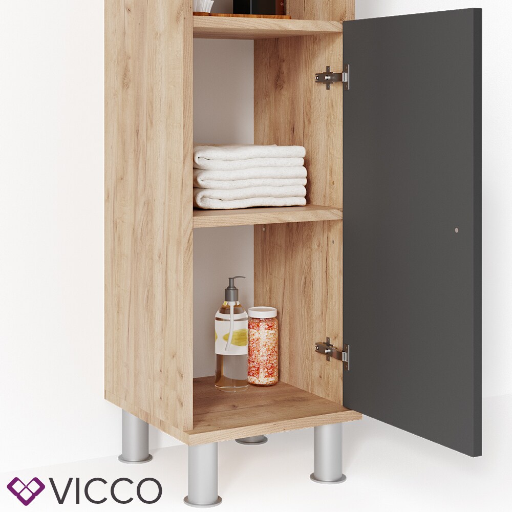 VICCO Badmöbel Set FYNN Eiche Anthrazit Spiegelschrank Unterschrank Badschrank