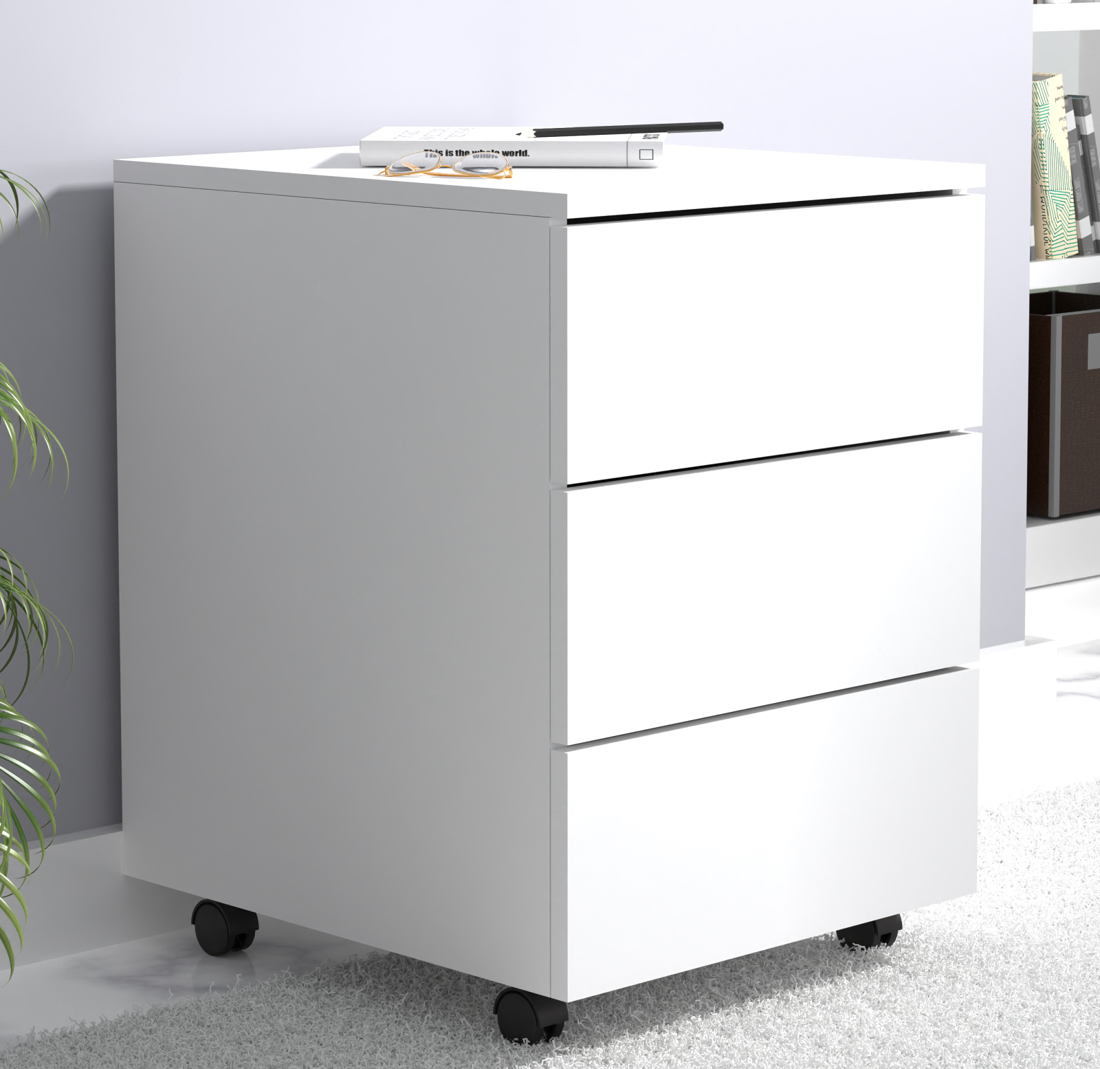 Rollcontainer DALOSA - weiß - 3 Schubladen - 39x45 cm