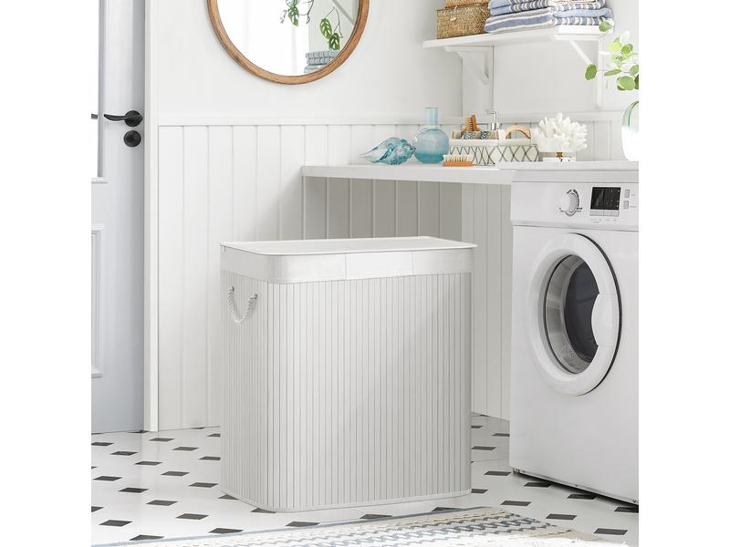Songmics Wäschekorb  mit Deckel 150 l, Weiss Wäschesammler