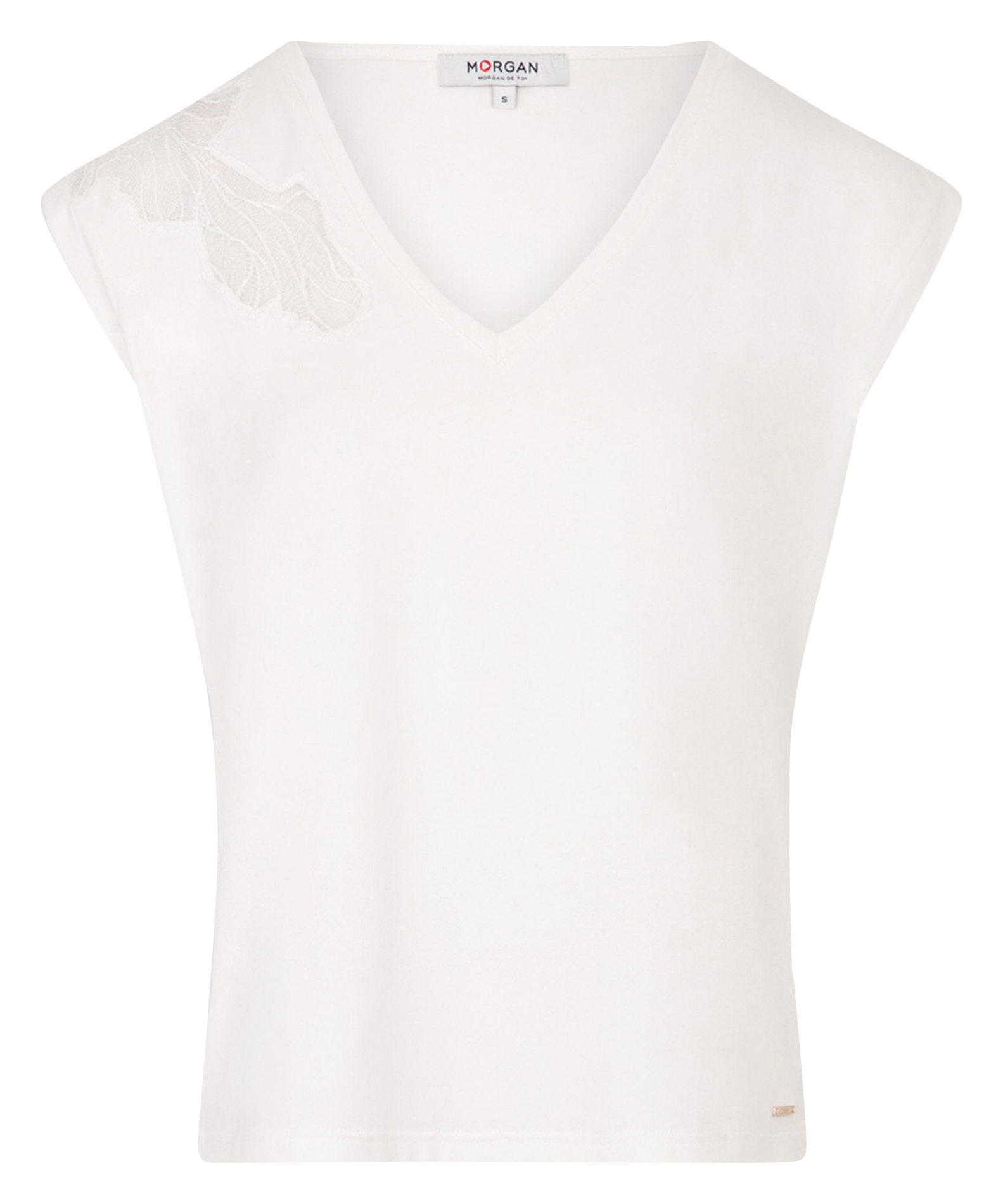 DILAYA - Tee-shirt manches courtes à dentelle | Blanc