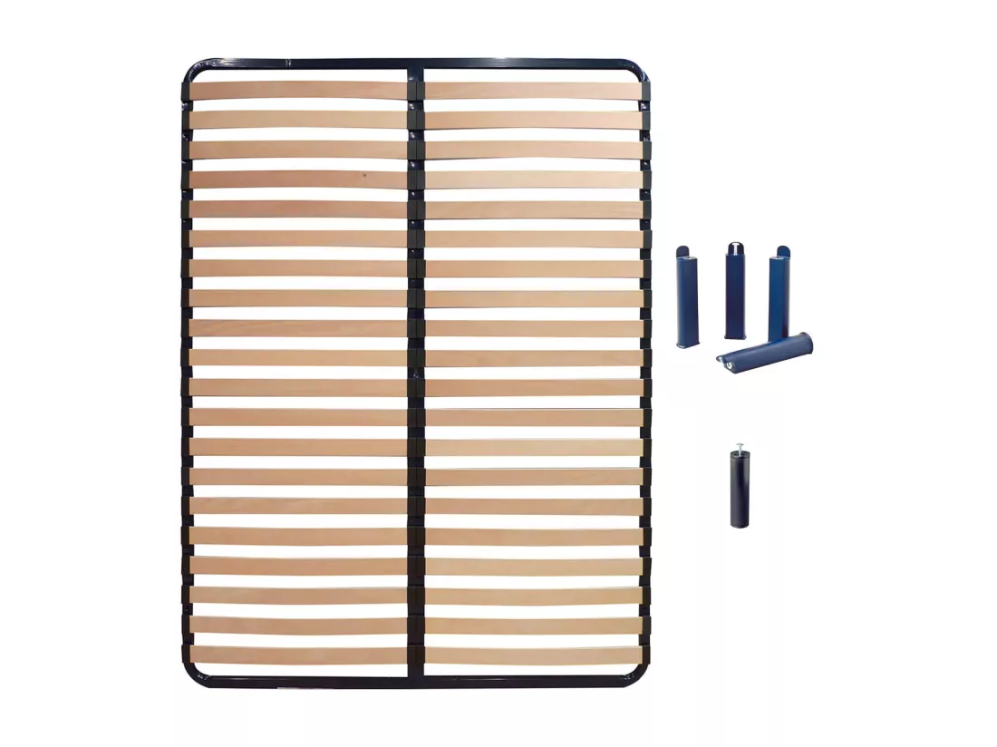 ALTOLATTES - Pack Sommier 2x20 Lattes 160x200cm + Pieds bleus + Pied central