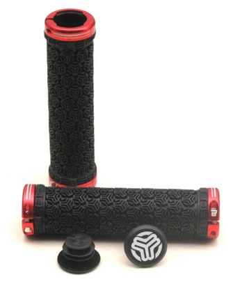 SB3 Paire de grips LOGO   lock On Noir Rouge