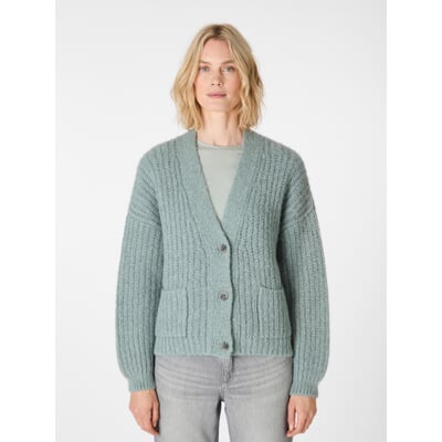 Damen-Strickjacke geknöpft, Petrol