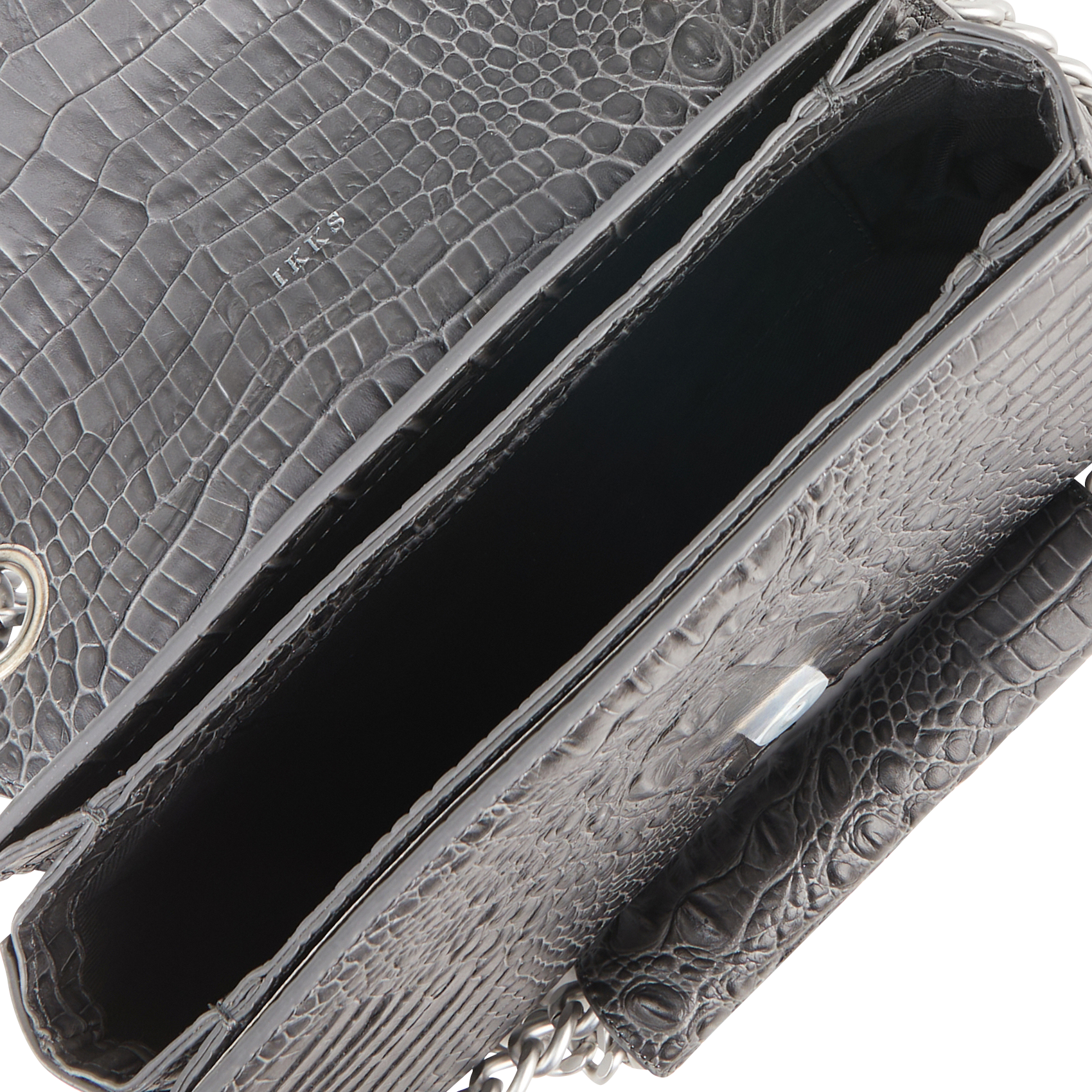 THE ONE - Sac effet croco en cuir| Gris