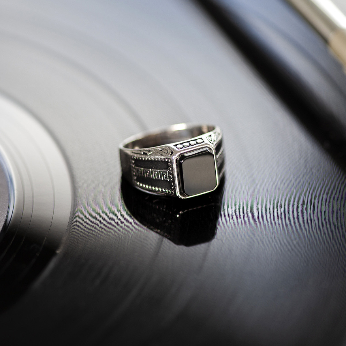 Bague argent 925 onyx imitation rectangulaire