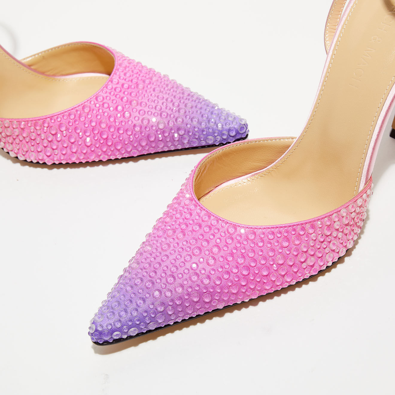 Mach & Mach Escarpins en Satin & Cristaux Lola roses - Talon 10 cm