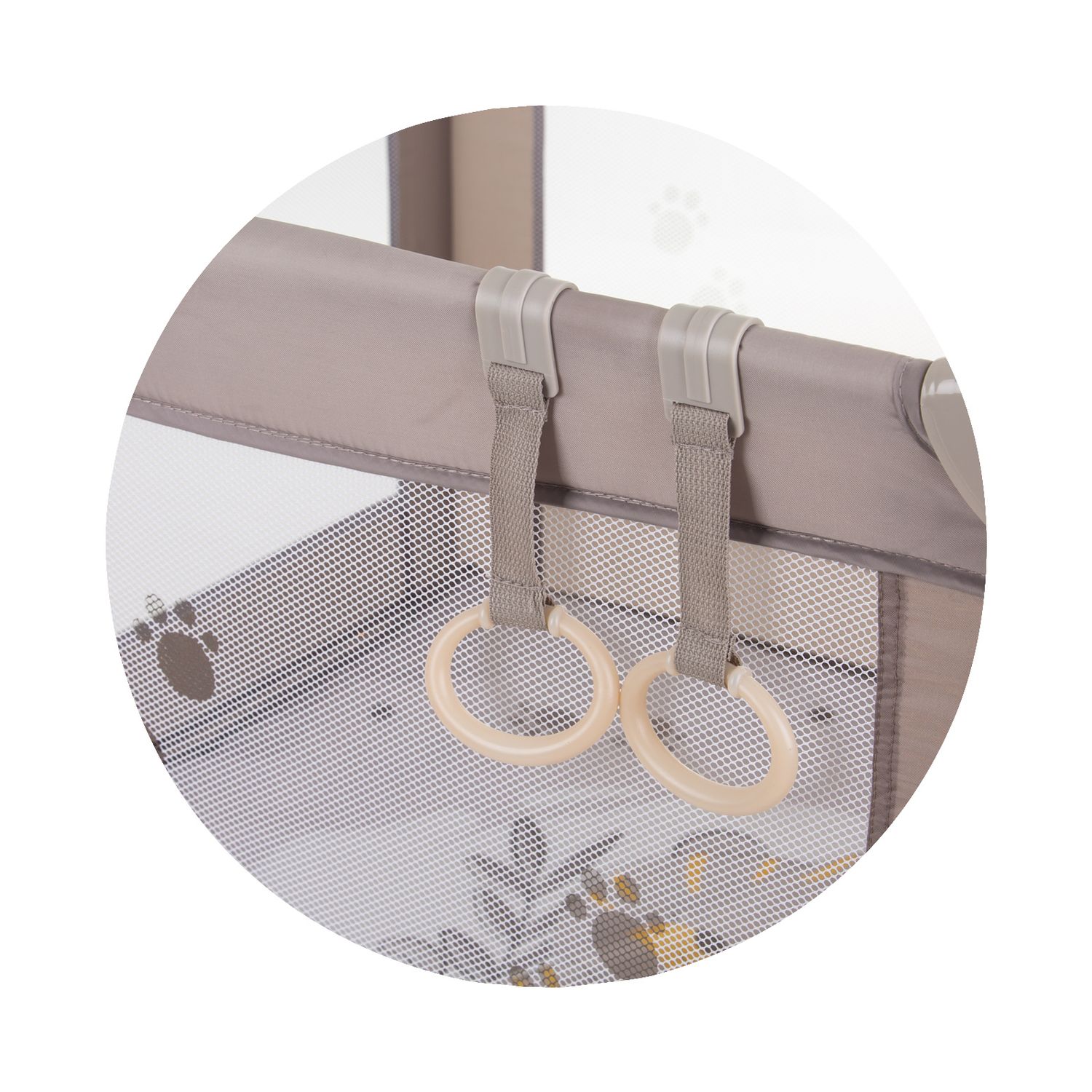 Chioplino Laufstall Pop-up Reisebett faltbar, Matratze Tragetasche Seiteneingang hellbraun