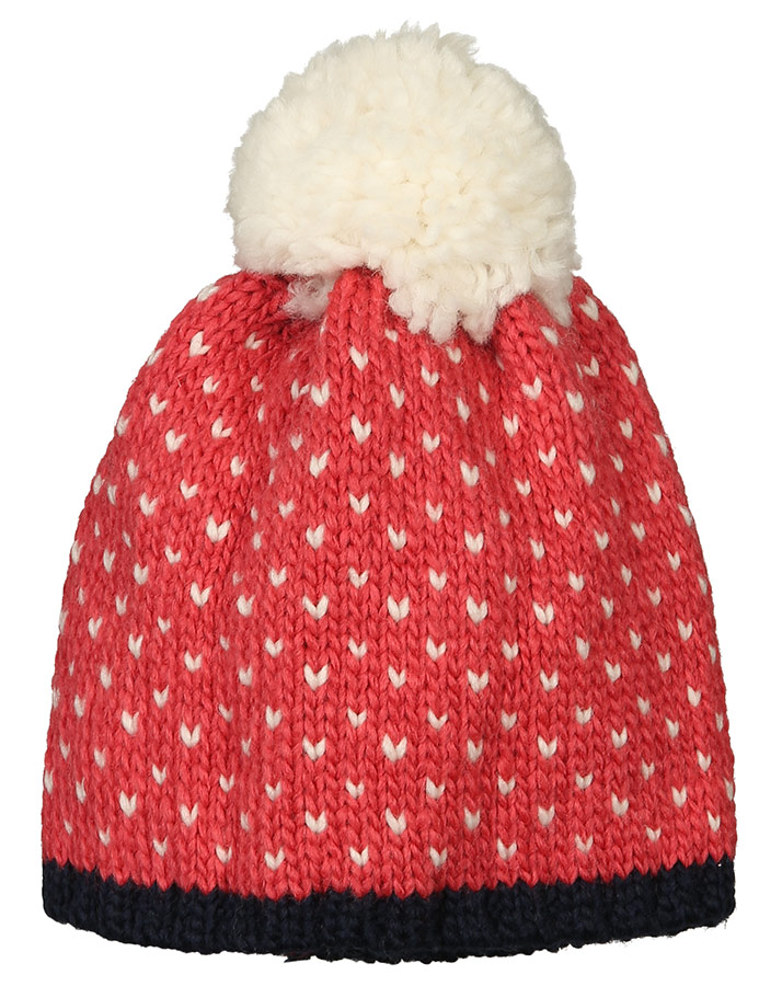 Strick-Wintermütze PEKONI mit Wolle in rose/offwhite