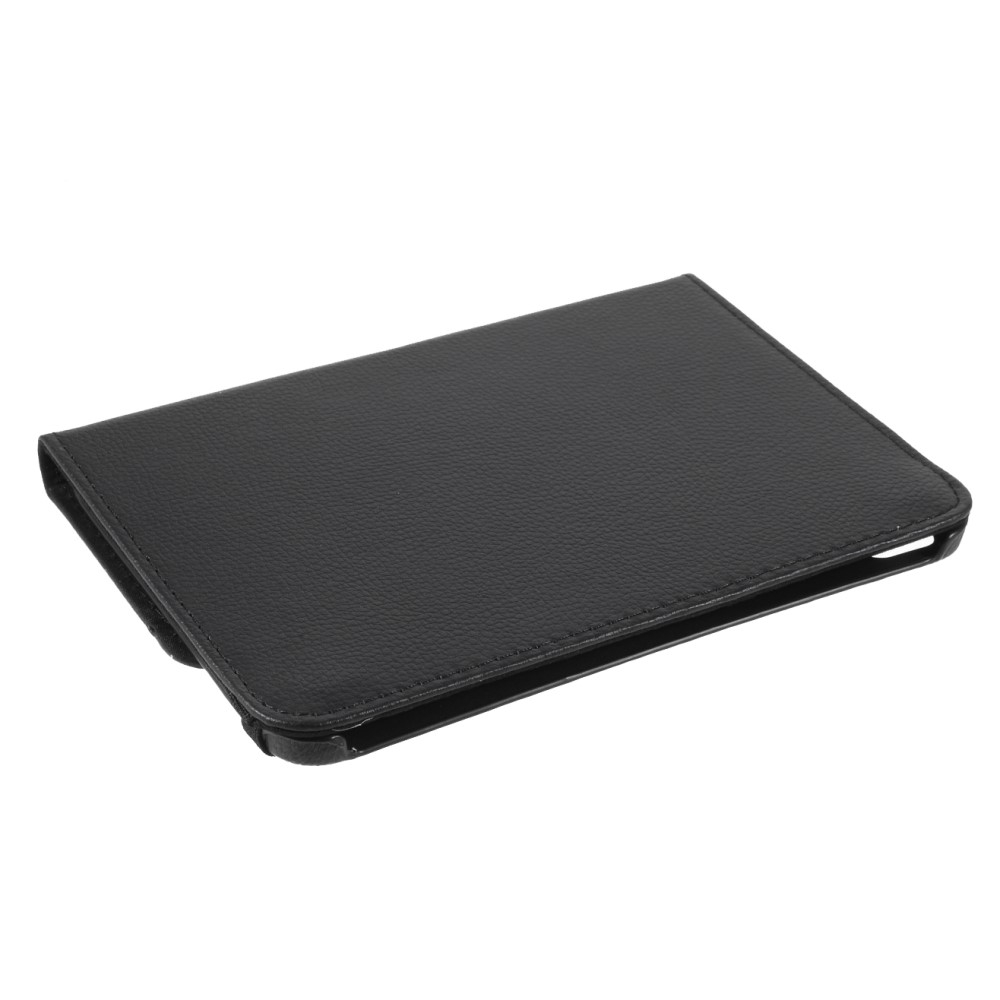 iPad Mini 7 (2024) / Mini 6 (2021) Leder Flipcase Tasche   360 Grad Drehfunktion Litchi Look - Schwarz