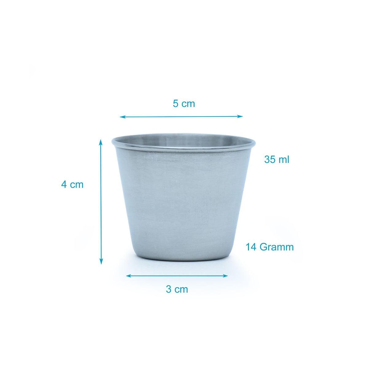 5x Krus i rustfritt stål stablebar drikkekopp (55 ml)