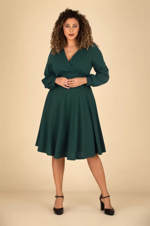 Vintage Chic for Topvintage Helaine swingjurk in bosgroen