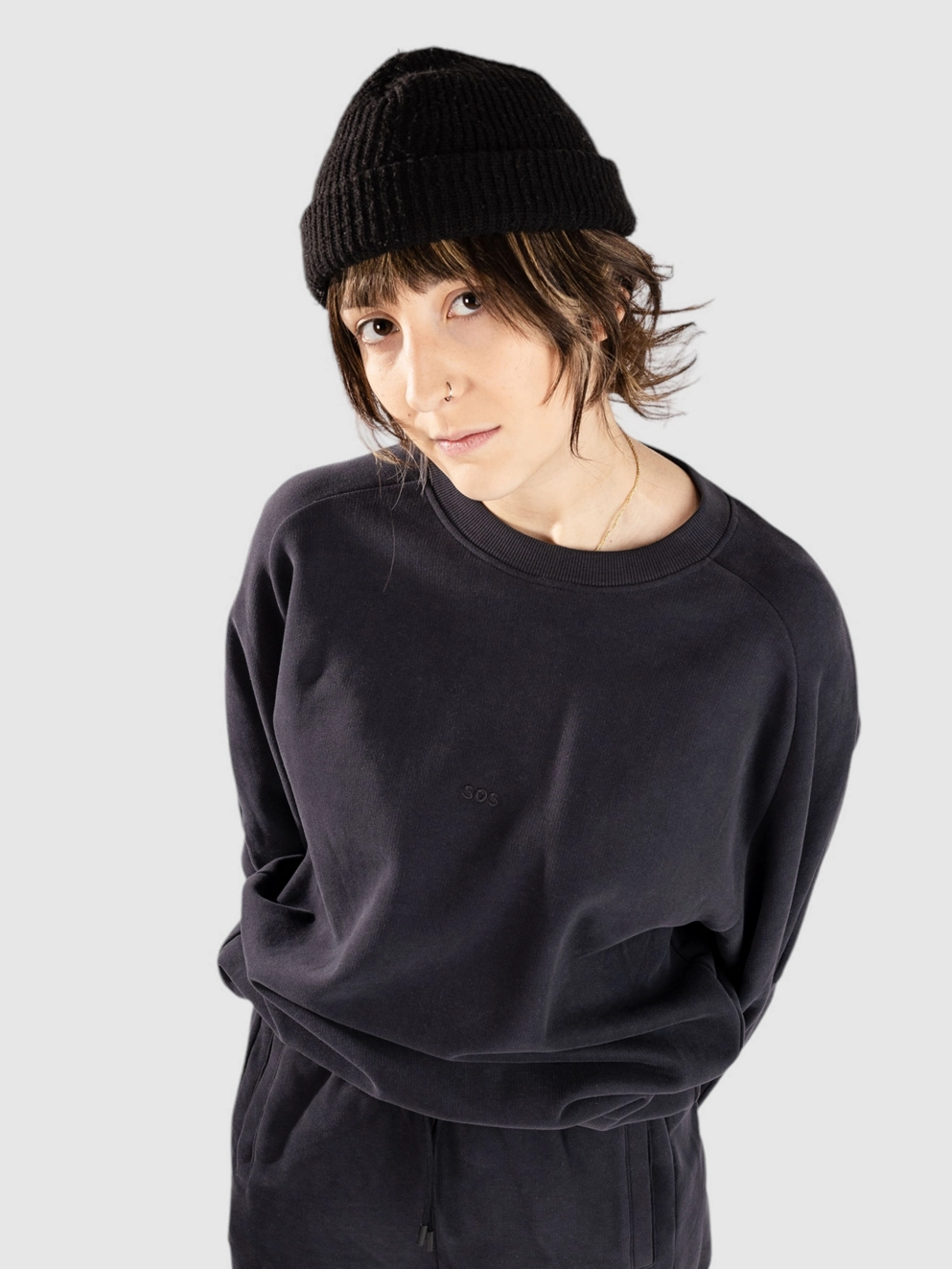 SOS Ramiu Oversize Sweater blue graphite