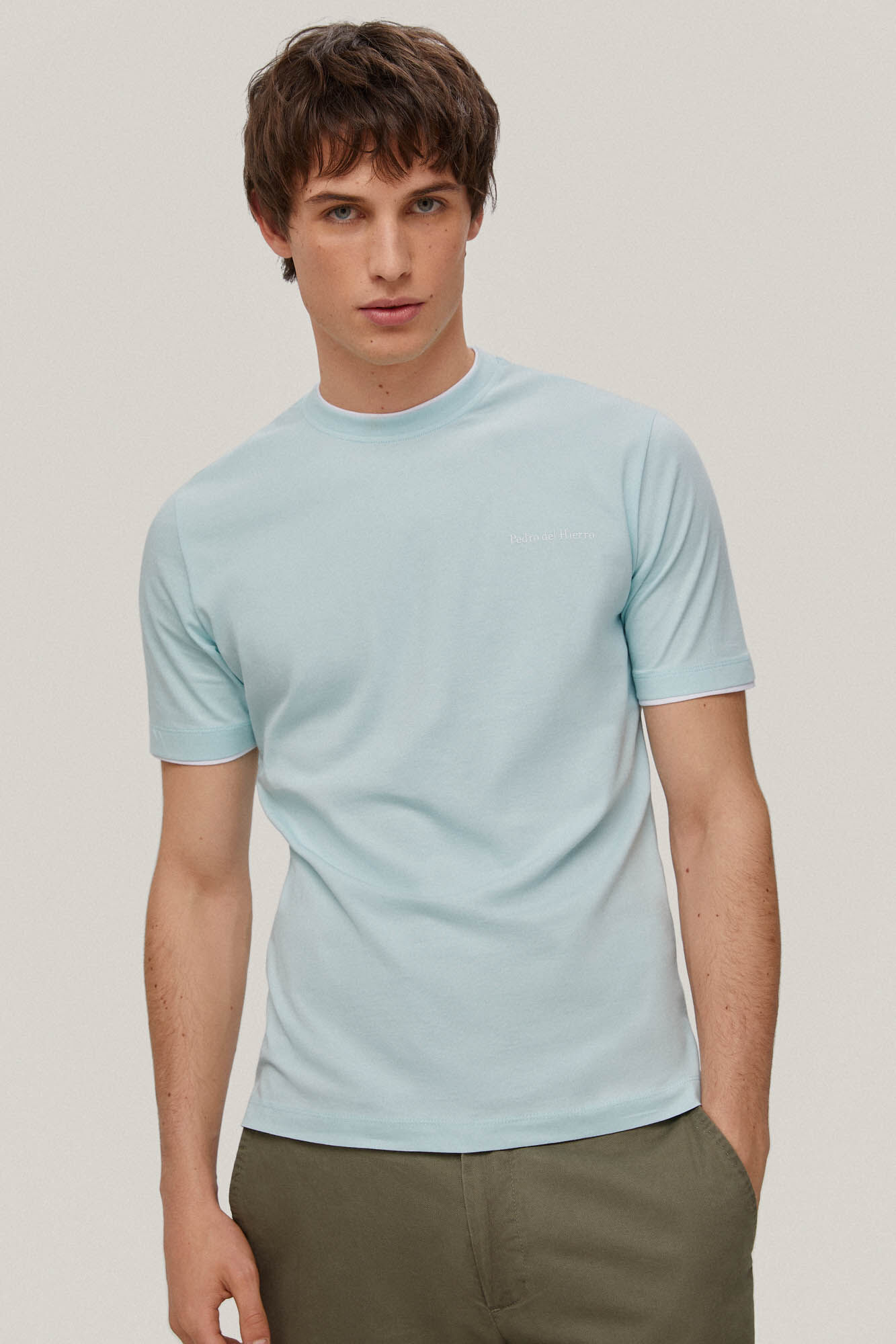 Camiseta de gola dupla - Turquesa