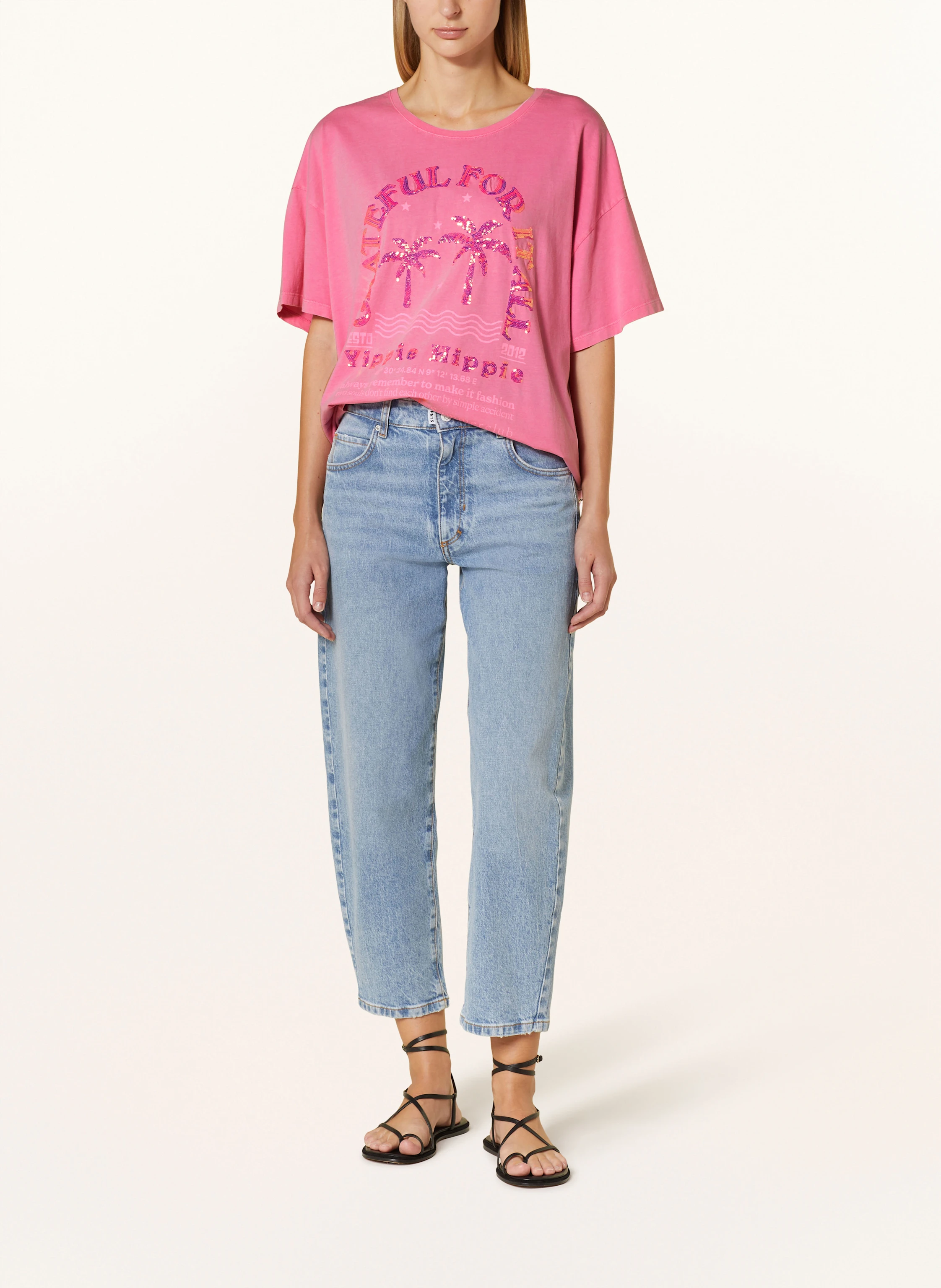 yippie hippie T-Shirt mit Pailletten