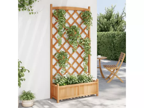 Jardinière avec treillis marron bois massif de sapin