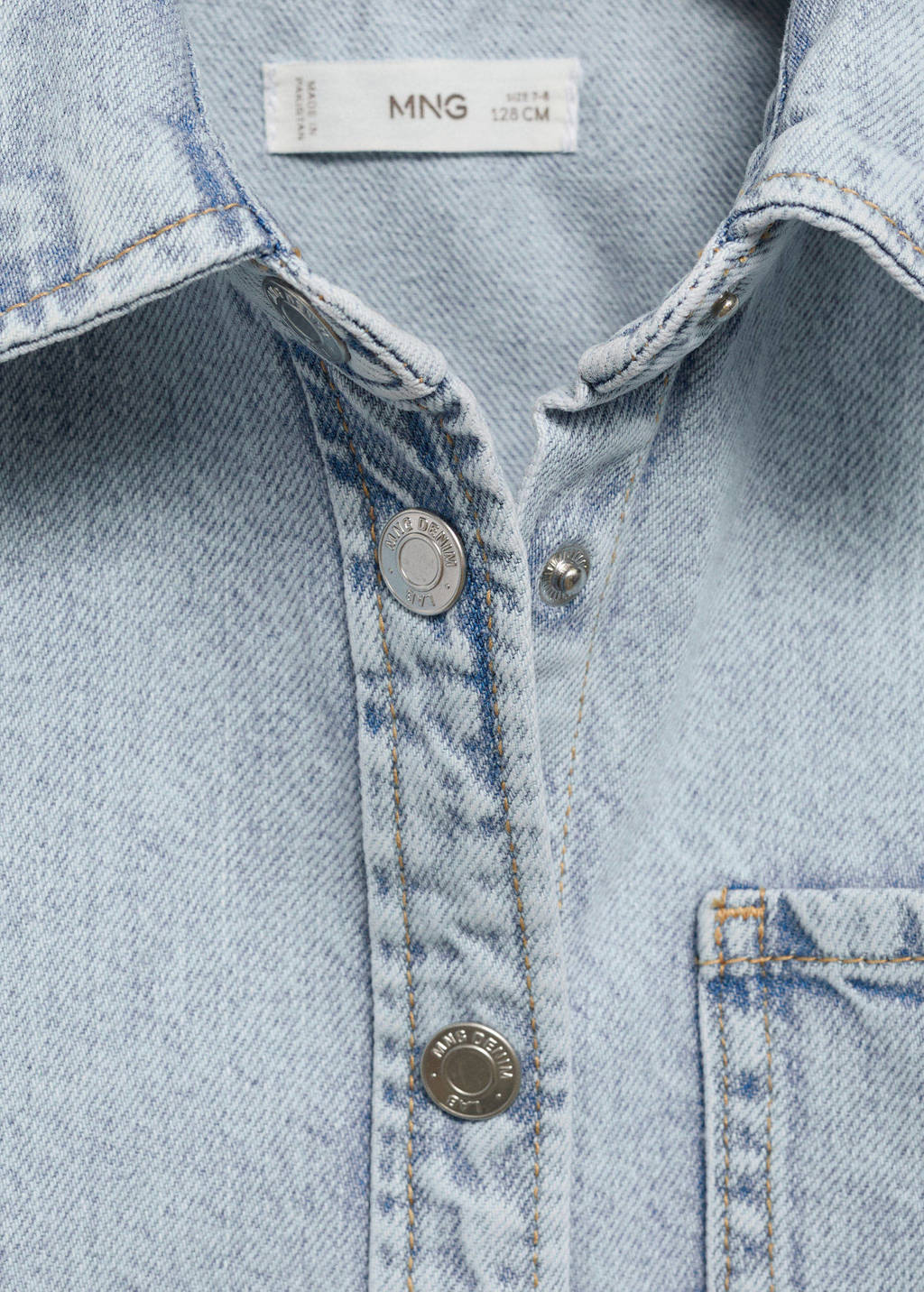 Mango Kids overhemd light blue denim