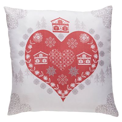 Coussin style chalet motif cœurs