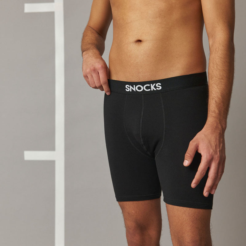 Lange Boxershorts aus Bio-Baumwolle Schwarz