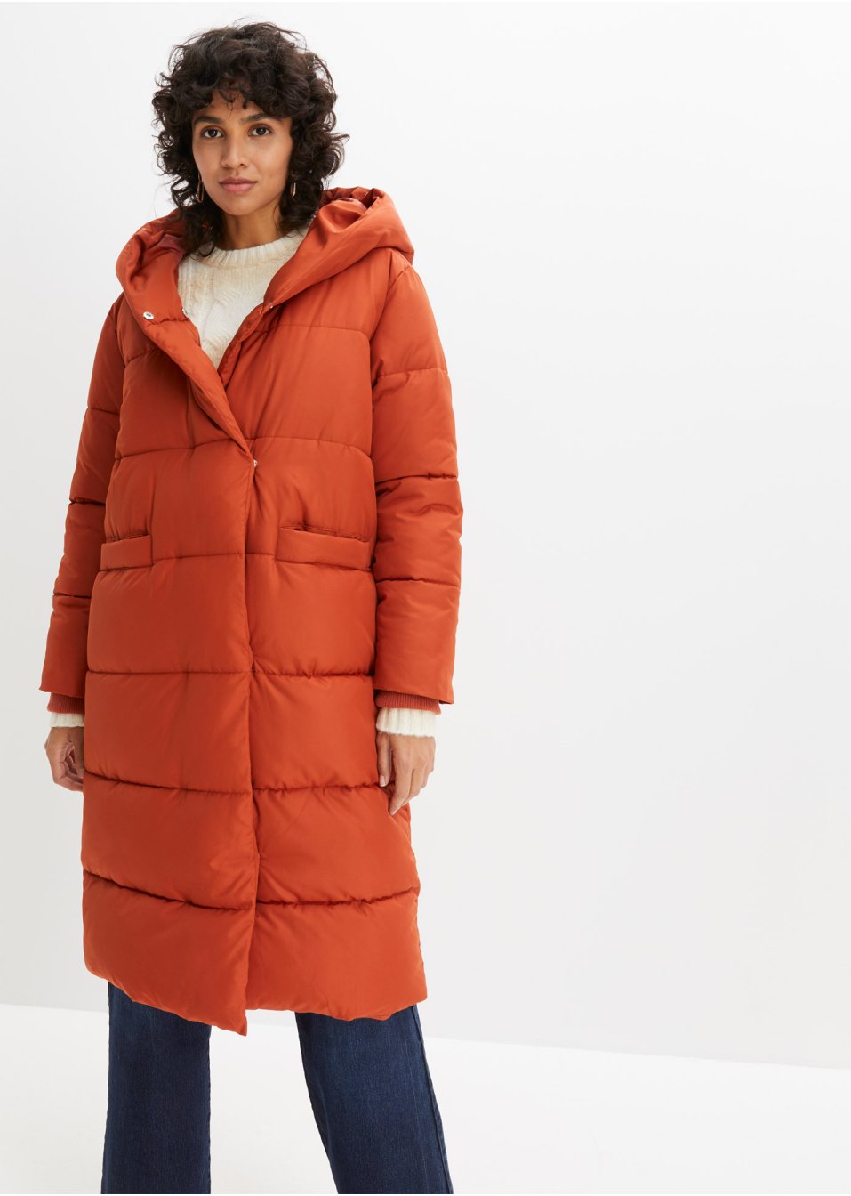 Manteau oversize matelassé avec capuche, en polyester recyclé