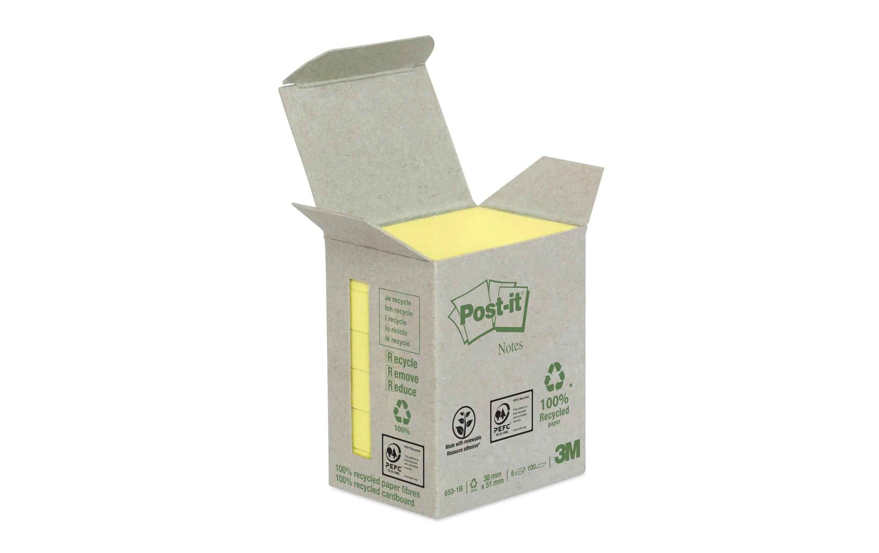 Notizzettel Post-it Recycling 3.8 x 5.1 cm, 6 BlöckeHaftnotizen
