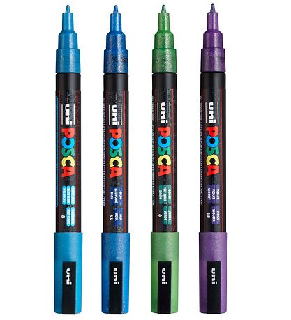 Posca Tuscher - PC-3ML - 4 stk. - Blå/ Grøn/Violet m. Glimmer