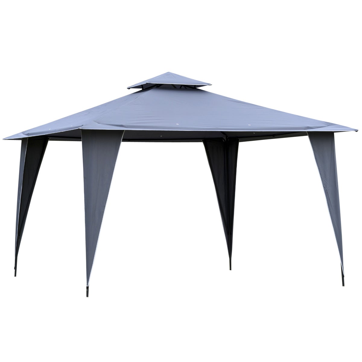Outsunny Pavilion, feesttent met dubbel dak, 3,45 x 3,45 x 2,68 m, metaal, polyester, grijs